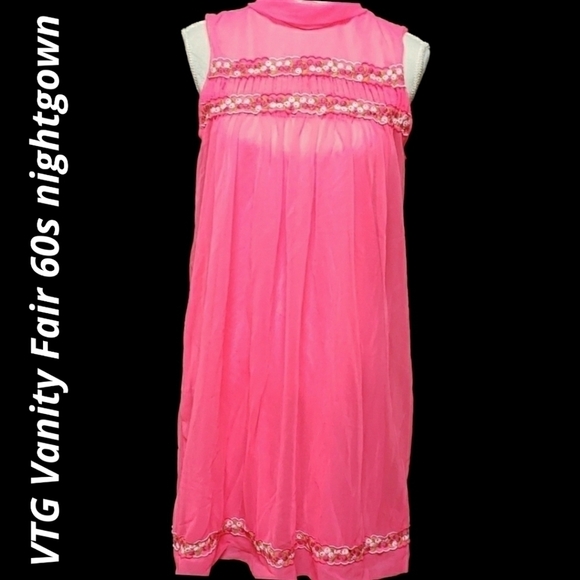Vintage 60s/70s Vanity Fair Neon Day Glow Pink Negligee Sexy EUC - Picture 1 of 10
